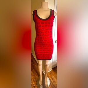 Guess Knit Red GG Logo Dress: EC